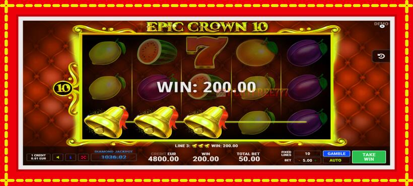 Slot machine Epic Crown 10 with access to free game online, picture 2