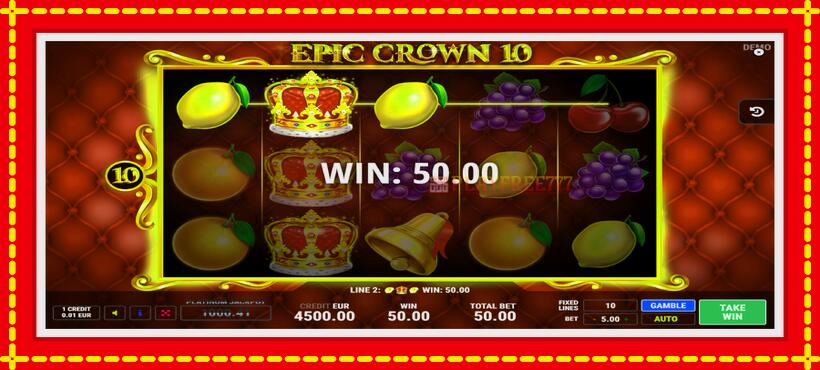 Slot machine Epic Crown 10 with access to free game online, picture 4