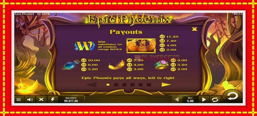 Slot machine Epic Phoenix with access to free game online, picture 4