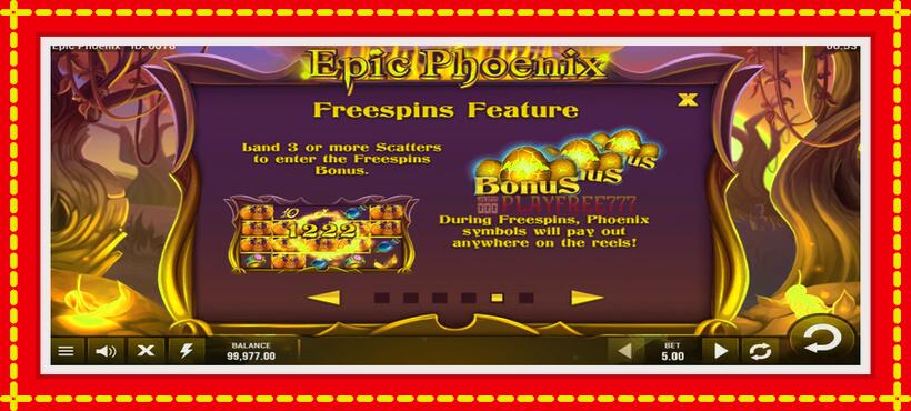 Slot machine Epic Phoenix with access to free game online, picture 5