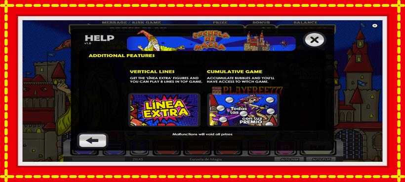 Slot machine Escuela de Magia with access to free game online, picture 7