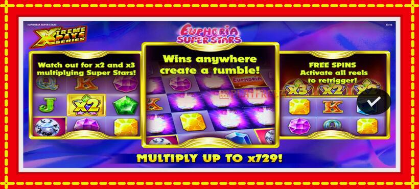 Slot machine Euphoria Super Stars with access to free game online, picture 1