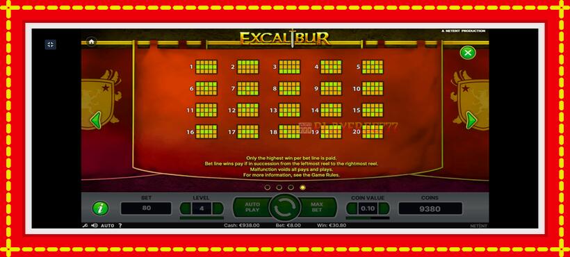 Slot machine Excalibur with access to free game online, picture 9