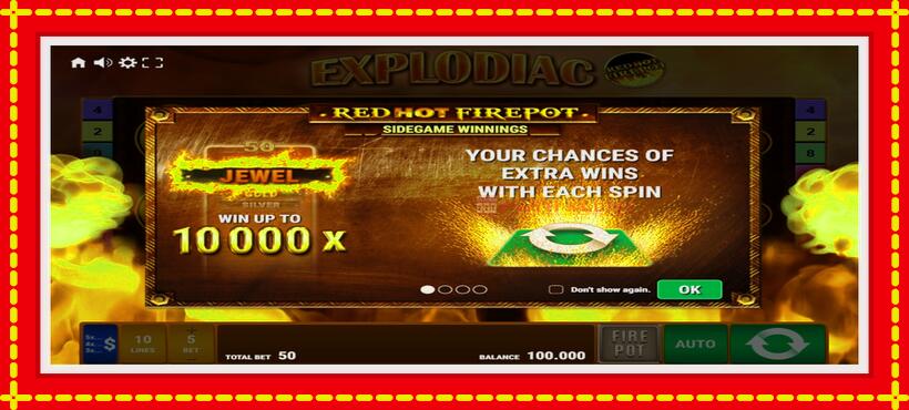 Slot machine Explodiac Red Hot Firepot with access to free game online, picture 1