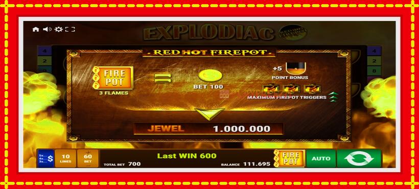 Slot machine Explodiac Red Hot Firepot with access to free game online, picture 6