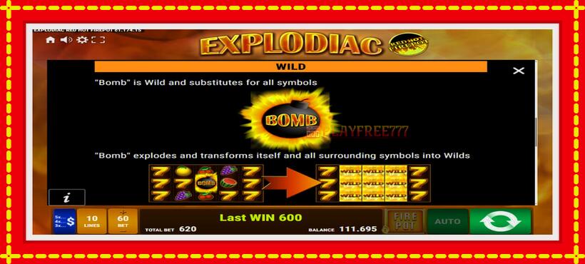 Slot machine Explodiac Red Hot Firepot with access to free game online, picture 8