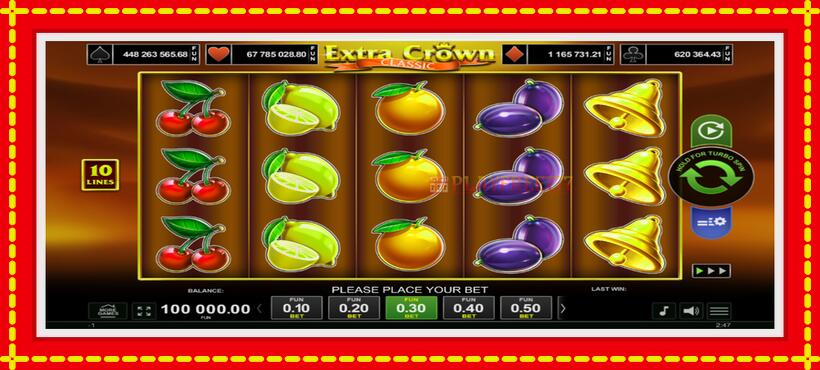 Slot machine Extra Crown Classic with access to free game online, picture 1