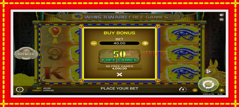 Slot machine Eyes of Ra with access to free game online, picture 3