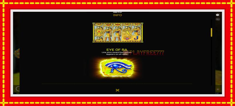 Slot machine Eyes of Ra with access to free game online, picture 5