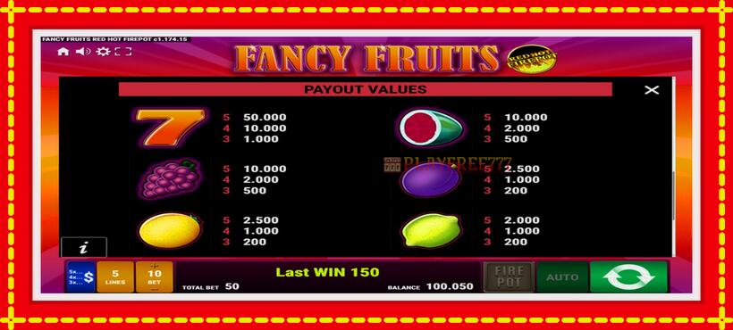 Slot machine Fancy Fruits Red Hot Firepot with access to free game online, picture 5