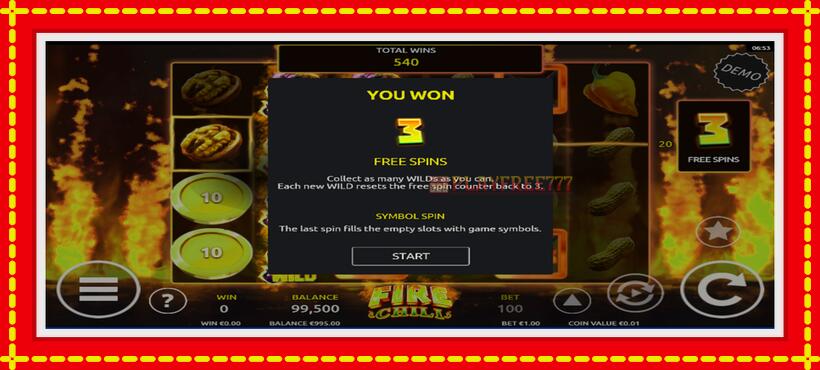 Slot machine Fire Chili with access to free game online, picture 1