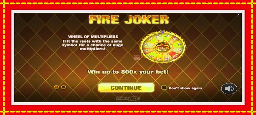 Slot machine Fire Joker with access to free game online, picture 1