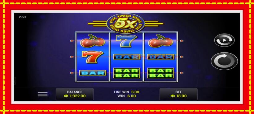 Slot machine Five Times Wins with access to free game online, picture 2