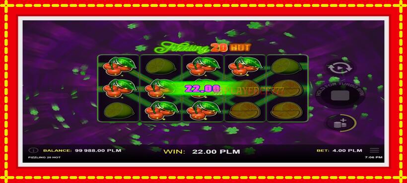 Slot machine Fizzling 20 Hot with access to free game online, picture 2