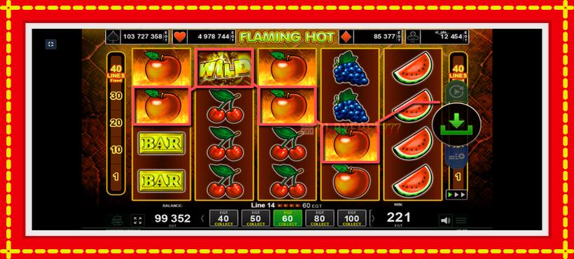 Slot machine Flaming Hot with access to free game online, picture 8