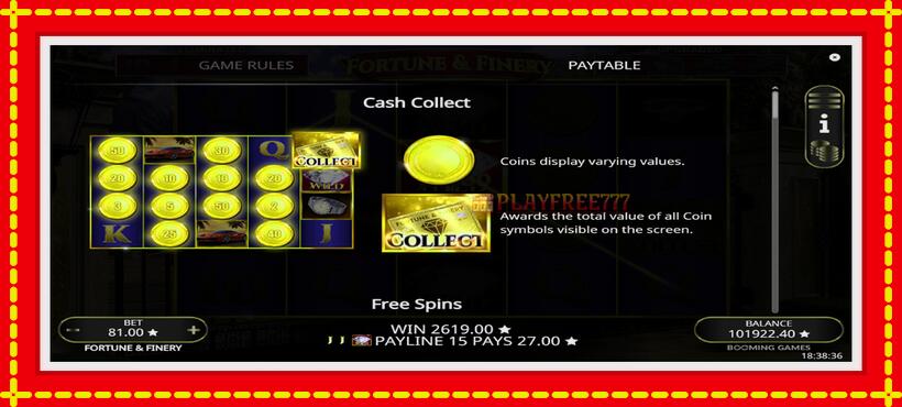 Slot machine Fortune & Finery with access to free game online, picture 5