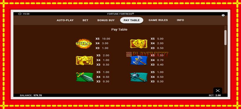 Slot machine Fortune Fortress with access to free game online, picture 6