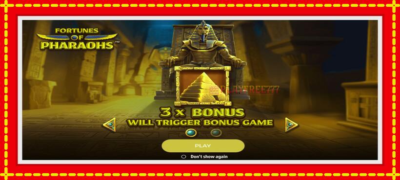 Slot machine Fortunes of Pharaohs with access to free game online, picture 1