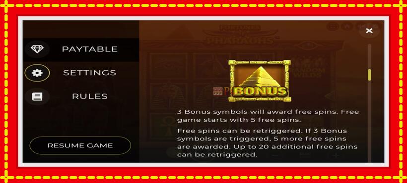 Slot machine Fortunes of Pharaohs with access to free game online, picture 4