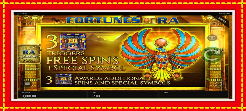 Slot machine Fortunes of Ra with access to free game online, picture 2