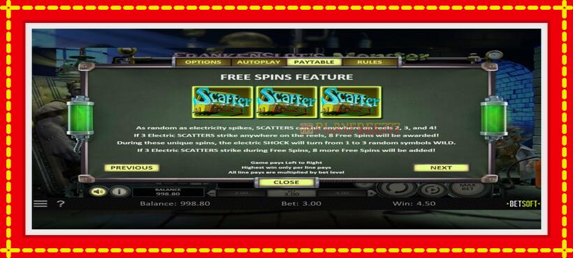 Slot machine Frankenslots Monster with access to free game online, picture 4