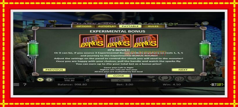 Slot machine Frankenslots Monster with access to free game online, picture 5