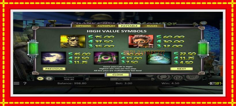 Slot machine Frankenslots Monster with access to free game online, picture 6