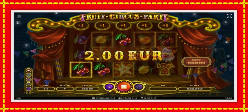 Slot machine Fruit Circus Party with access to free game online, picture 3