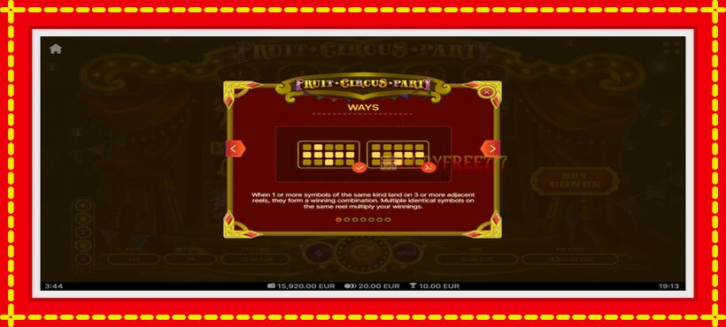 Slot machine Fruit Circus Party with access to free game online, picture 5