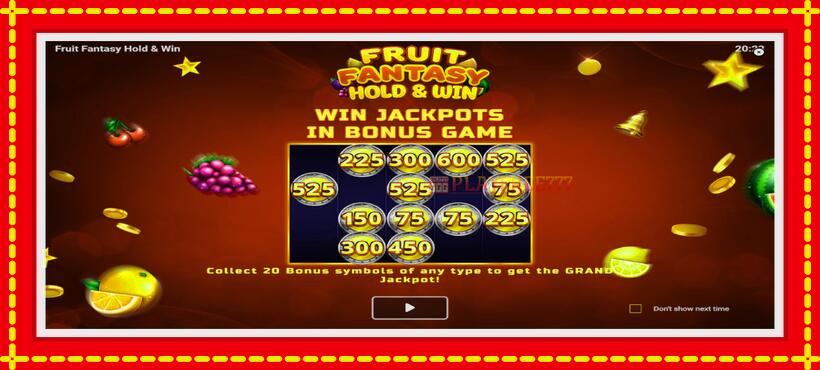 Slot machine Fruit Fantasy Hold & Win with access to free game online, picture 1