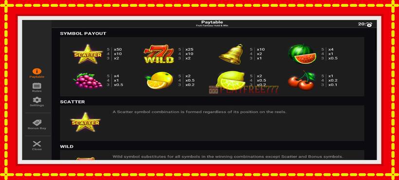 Slot machine Fruit Fantasy Hold & Win with access to free game online, picture 5