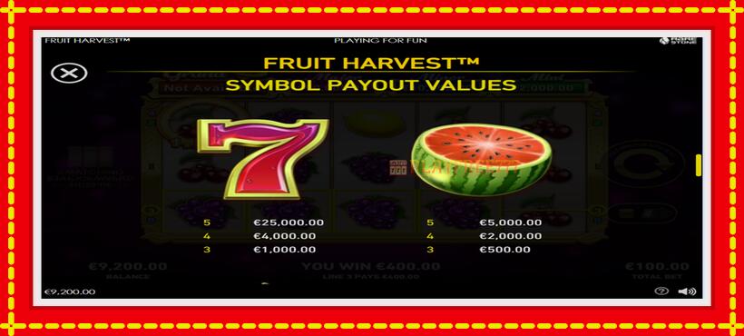 Slot machine Fruit Harvest with access to free game online, picture 4