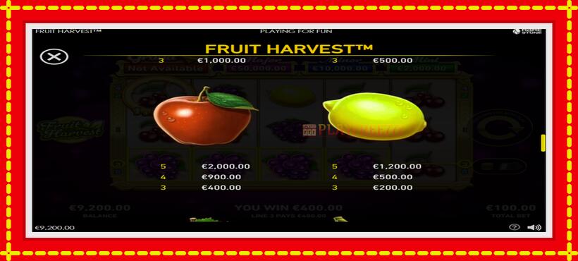 Slot machine Fruit Harvest with access to free game online, picture 5