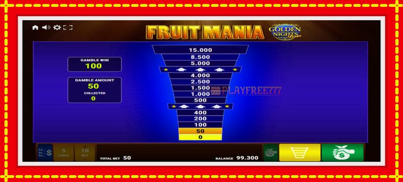 Slot machine Fruit Mania Golden Nights with access to free game online, picture 3