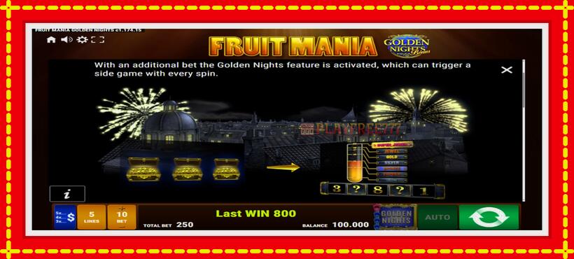 Slot machine Fruit Mania Golden Nights with access to free game online, picture 5