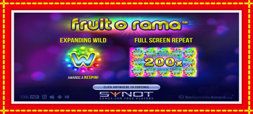 Slot machine Fruit o Rama with access to free game online, picture 1