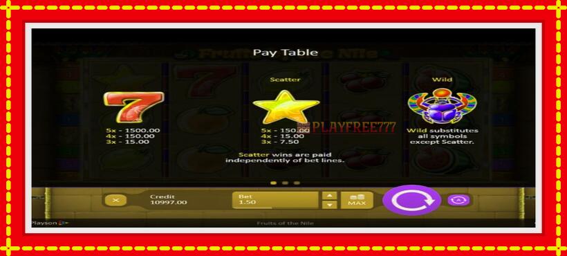 Slot machine Fruits of the Nile with access to free game online, picture 5