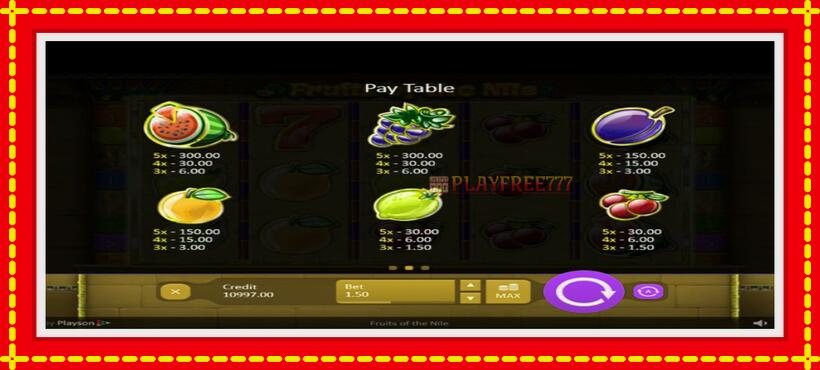 Slot machine Fruits of the Nile with access to free game online, picture 6