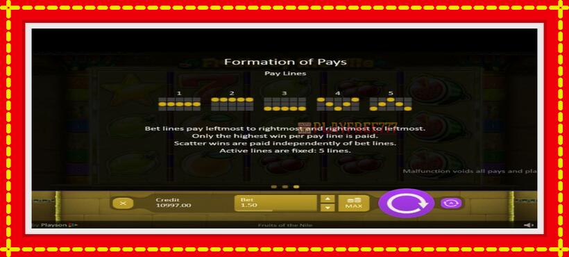 Slot machine Fruits of the Nile with access to free game online, picture 7