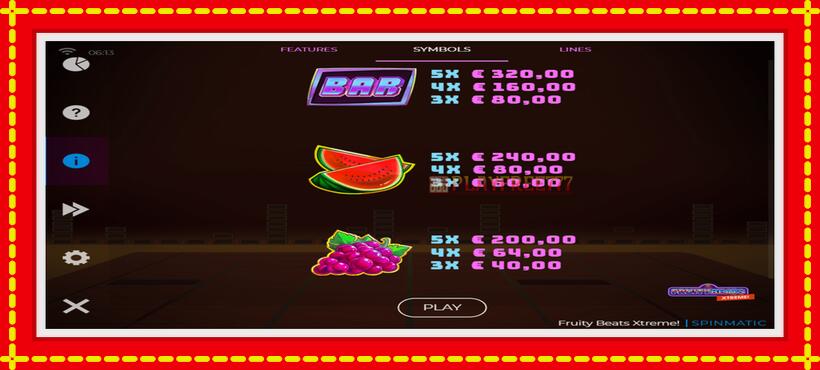 Slot machine Fruity Beats Xtreme with access to free game online, picture 4