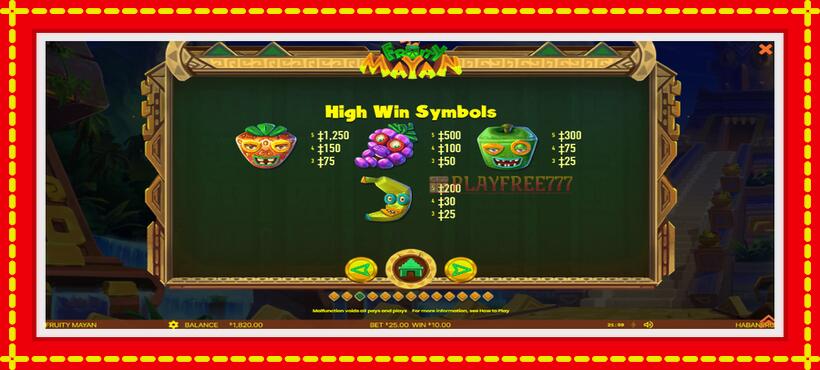 Slot machine Fruity Mayan with access to free game online, picture 5