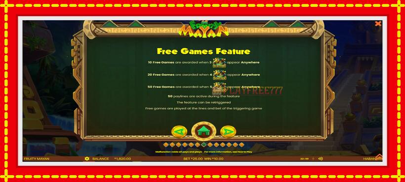 Slot machine Fruity Mayan with access to free game online, picture 6