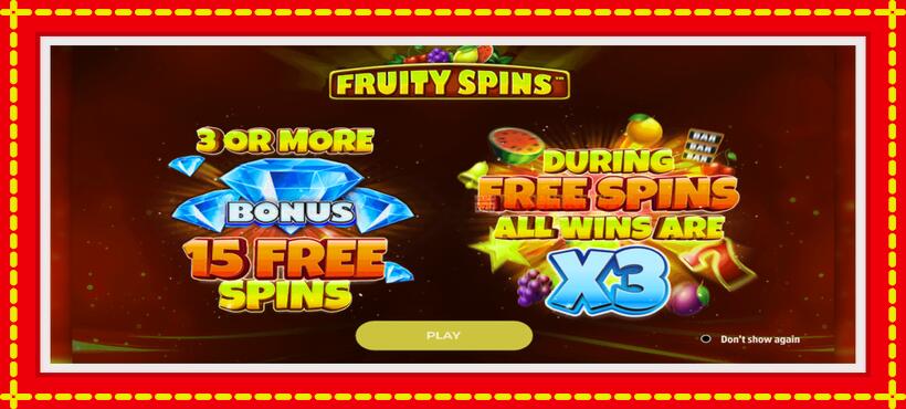 Slot machine Fruity Spins with access to free game online, picture 1