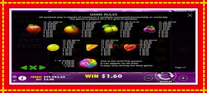 Slot machine Fruity Treats with access to free game online, picture 4