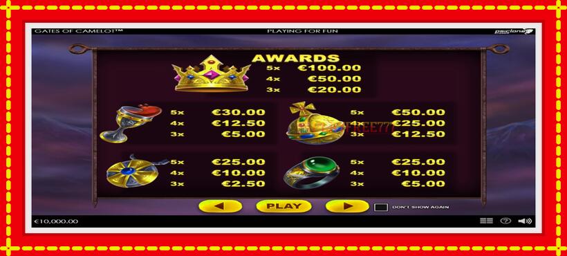 Slot machine Gates of Camelot with access to free game online, picture 4