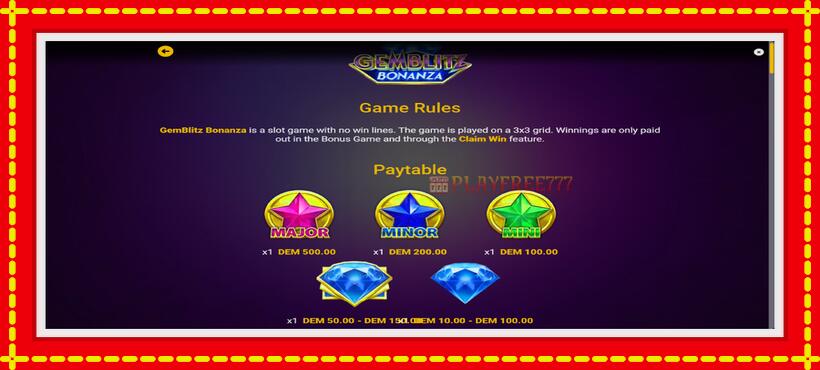 Slot machine GemBlitz Bonanza with access to free game online, picture 6