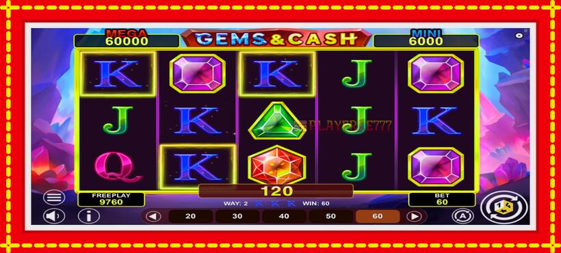 Slot machine Gems & Cash with access to free game online, picture 3