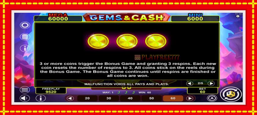 Slot machine Gems & Cash with access to free game online, picture 6