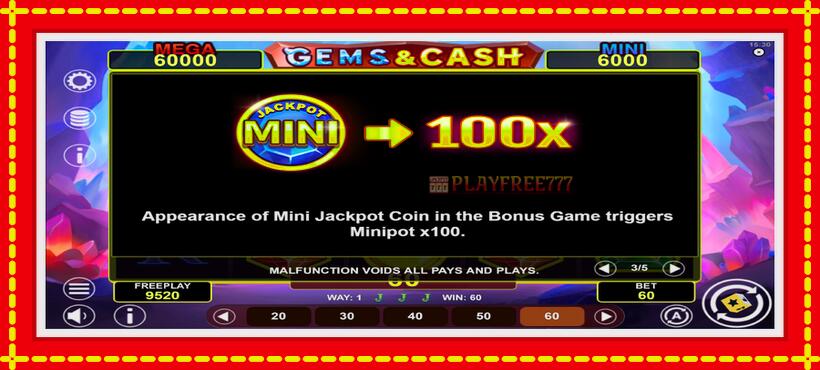 Slot machine Gems & Cash with access to free game online, picture 7