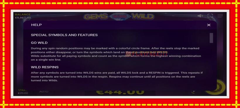 Slot machine Gems Gone Wild with access to free game online, picture 6